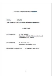 LOCAL GOVERNMENT ADMINISTRATIONS