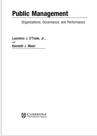 Public Management Organizations, Governance, and Performance